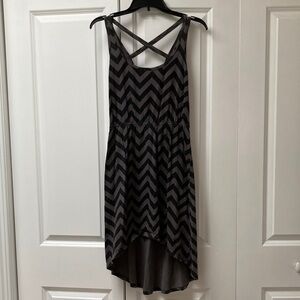 Rusty Black and Gray Chevron High-Low Dress